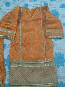 Orange Kurta Set with Embellishments