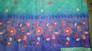 Beautiful Teal &amp; Blue Floral Saree