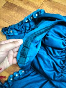 ⚡Stitched Teal Saree With Blouse💙