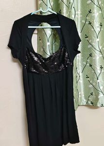 Chic Black Sequin &amp; Cutout Dress