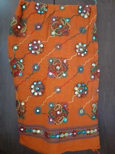 Vibrant Orange Embroidered Dupatta