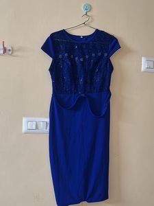 Elegant Royal Blue Lace Dress