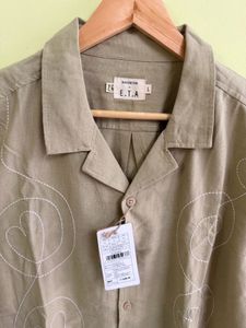Men's Casual Embroidered Short Sleeve Shirt