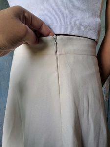 Elegant Cream A-Line Midi Skirt