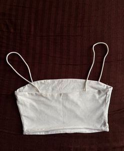 Simple White Spaghetti Strap Crop Top