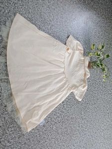 Cream Tulle Dress with Flower Accent