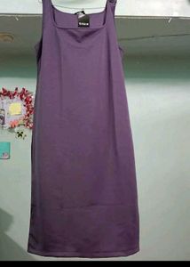 Purple Shein Square Neck Midi Dress