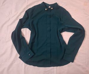 Elegant Green Long Sleeve Blouse