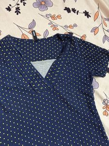 Navy Blue Polka Dot Top