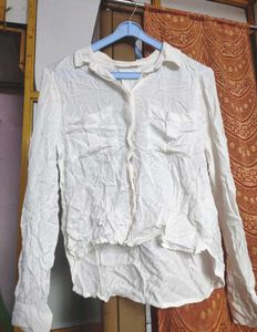 White Linen Button-Up Shirt