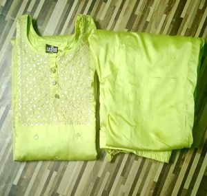 Green Embellished Kurta