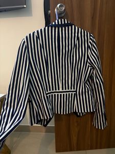 Striped Navy and White Blazer