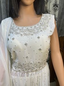 Beautiful white pearl sharara suit set