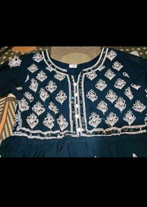 Elegant Navy Blue Embroidered Kurta