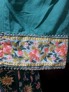 Embroidered Green Floral Kurta Set