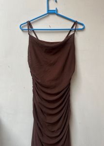 Brown Ruched Bodycon Maxi Dress 🤎