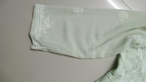 Pastel Anarkali Kurta With Chikankari Work