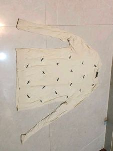 Cream Sweater with Dragonfly Print