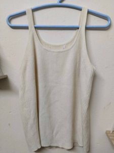 Cream Ribbed Tank Top