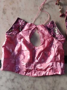 Pink &amp; Black Embellished Lehenga Choli