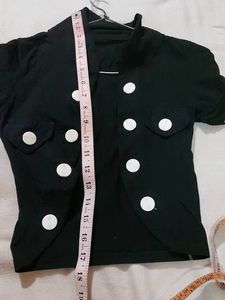 Black Button-Up Short Sleeve Jacket