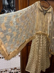 🌸Elegant Gold Embellished Poncho Dress