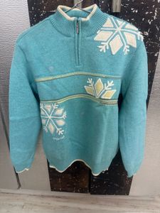 Cozy Blue Snowflake Quarter Zip Sweater