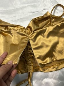 IMPORTED Golden Ruched Camisole Top