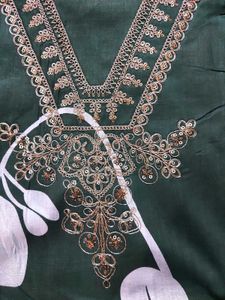 Elegant Leaf Print Kurta Set with Dupatta(un