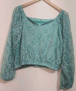 Sea Green Lace Work Co-Ords Set 36 Bust