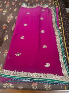 purple pink saree
