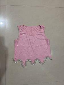 Pink Embellished Tank Top