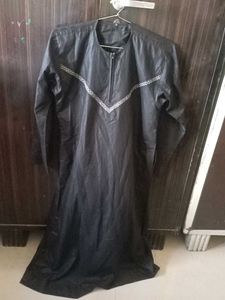 Stylish Black Thobe with Zipper for Boy's