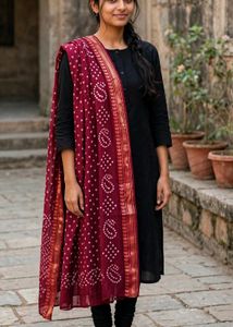 Vibrant Bandhani cotton Silk Dupatta