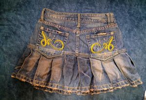 Y2K Denim Pleated Mini Skirt