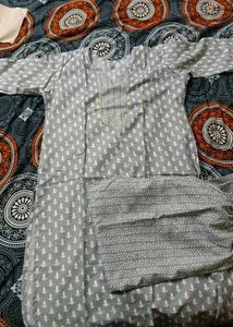 Grey Printed Kurta Set for Women