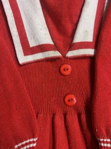 Adorable Red Sailor Dress Woolen