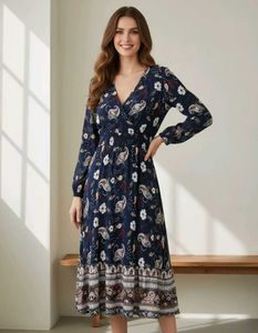 Rayon blue maxi dress