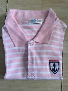 🌸 Pink &amp; Green Striped Polo t-shirt Combo Set 🌸