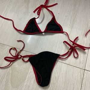 Black &amp; Red Halter Bikini Set