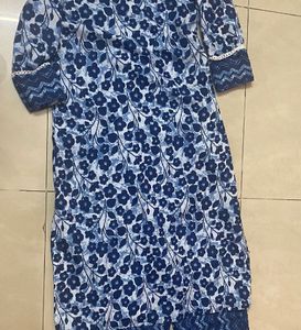 Girls Blue Floral Kurta Set (9-11) clearing