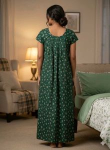 Elegant Green Floral Nightgown