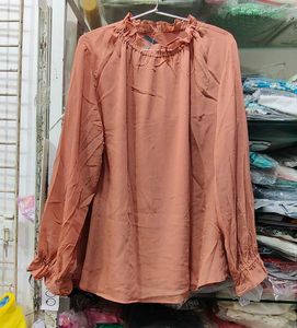 Chic Ruffle Neck Long Sleeve Top