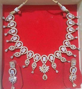 Exquisite CZ Stone Necklace & Earrings Set