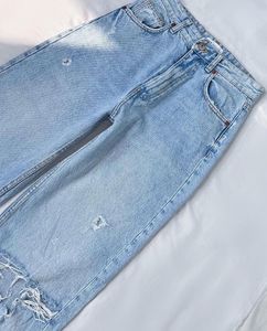 Light Wash Distressed Wide Leg Jeans