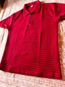 L Size | Red Half-Zip Polo 🔥