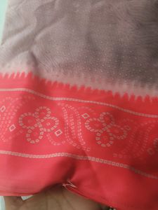 Bandhni Saree With Neon Border
