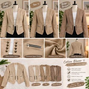 Elegant Tan Blazer , Red , Pink in Combo