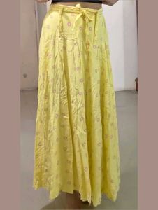 Yellow Floral Tiered Maxi Skirt