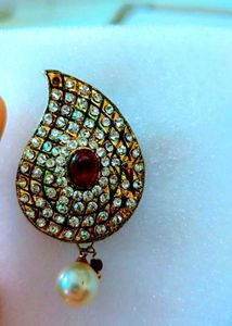 3Exquisite Beaded Brooch with Red Drop